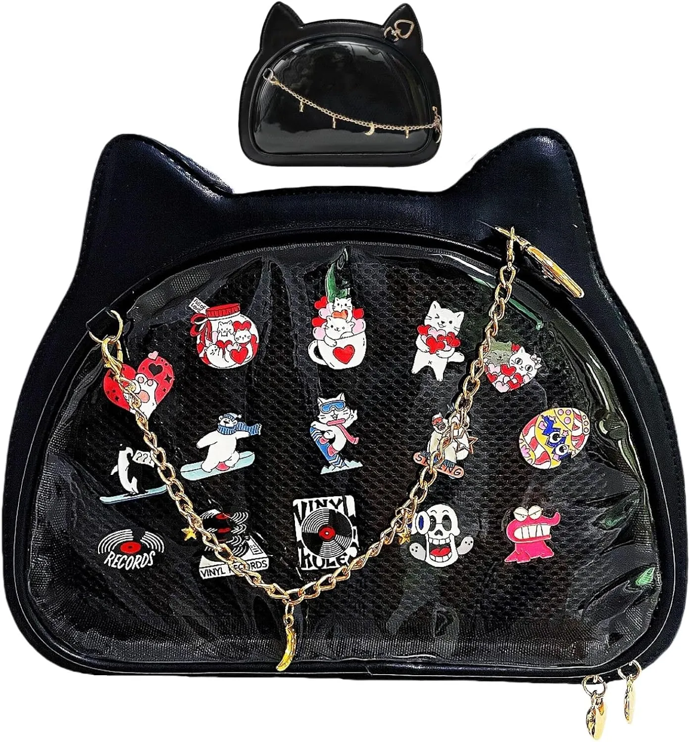 Messenger Shoulder Bags for Anime Display. Clear handbags Pin Display Bag.