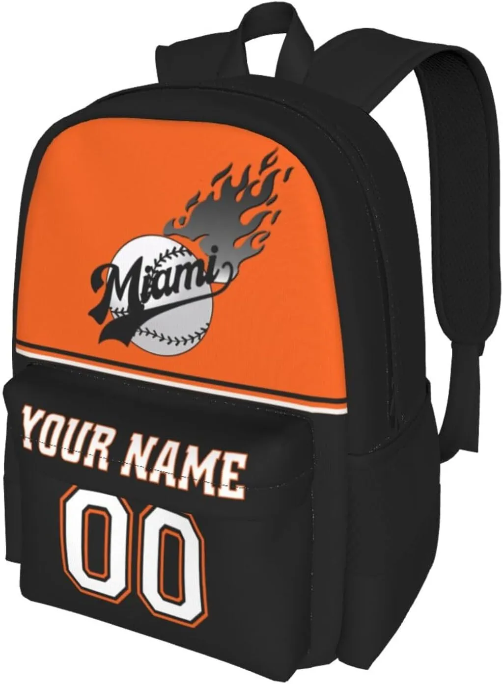 Miami Backpack,Custom Baseball Sports Backpack With Name And Number,Personalized High Capacity Casual Laptop Bag Travel Bag Gifts For Fans Men Women