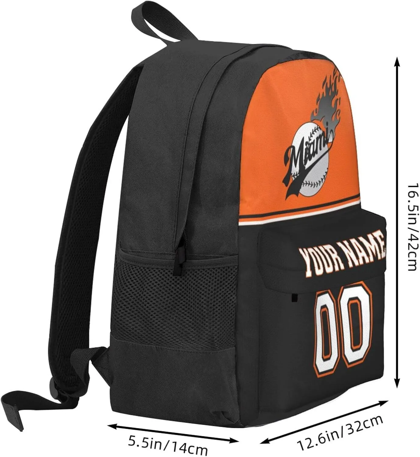 Miami Backpack,Custom Baseball Sports Backpack With Name And Number,Personalized High Capacity Casual Laptop Bag Travel Bag Gifts For Fans Men Women
