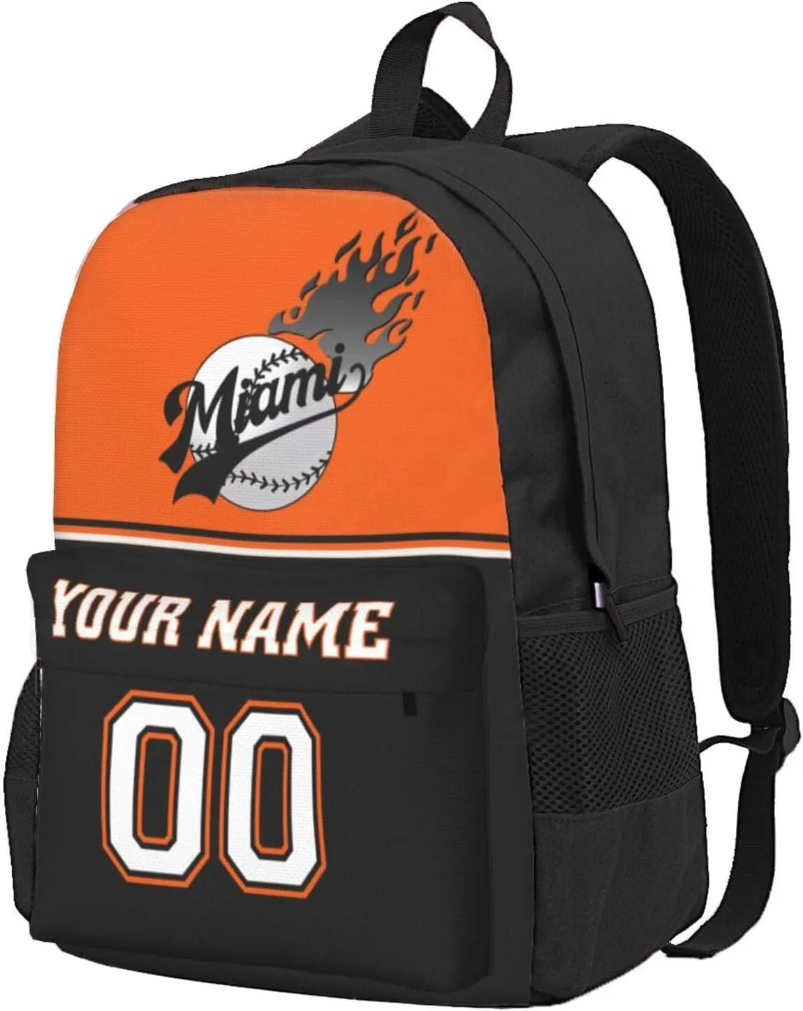 Miami Backpack,Custom Baseball Sports Backpack With Name And Number,Personalized High Capacity Casual Laptop Bag Travel Bag Gifts For Fans Men Women