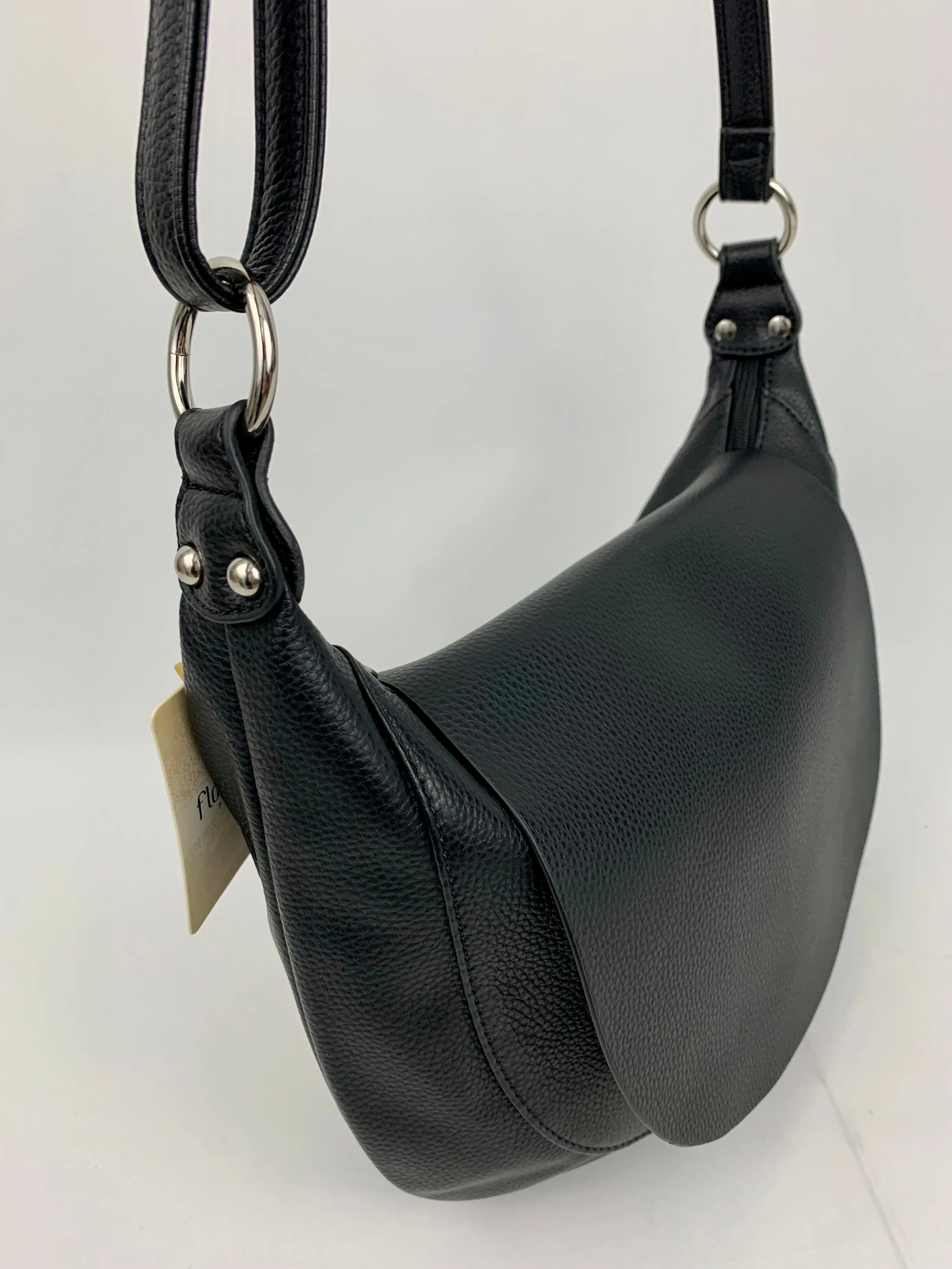 MIAMI BLACK - Soft faux leather saddle crossbody bag
