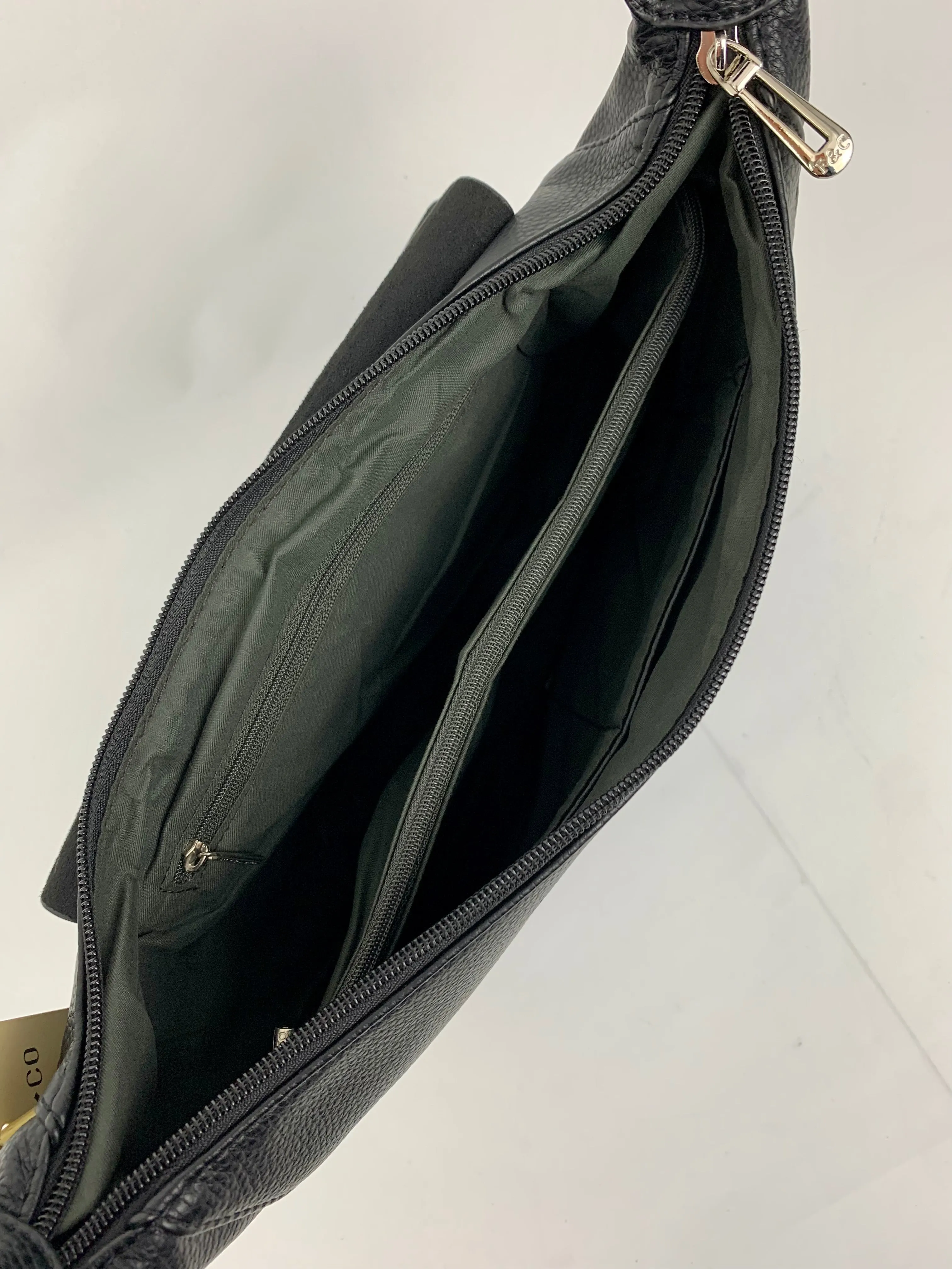 MIAMI BLACK - Soft faux leather saddle crossbody bag