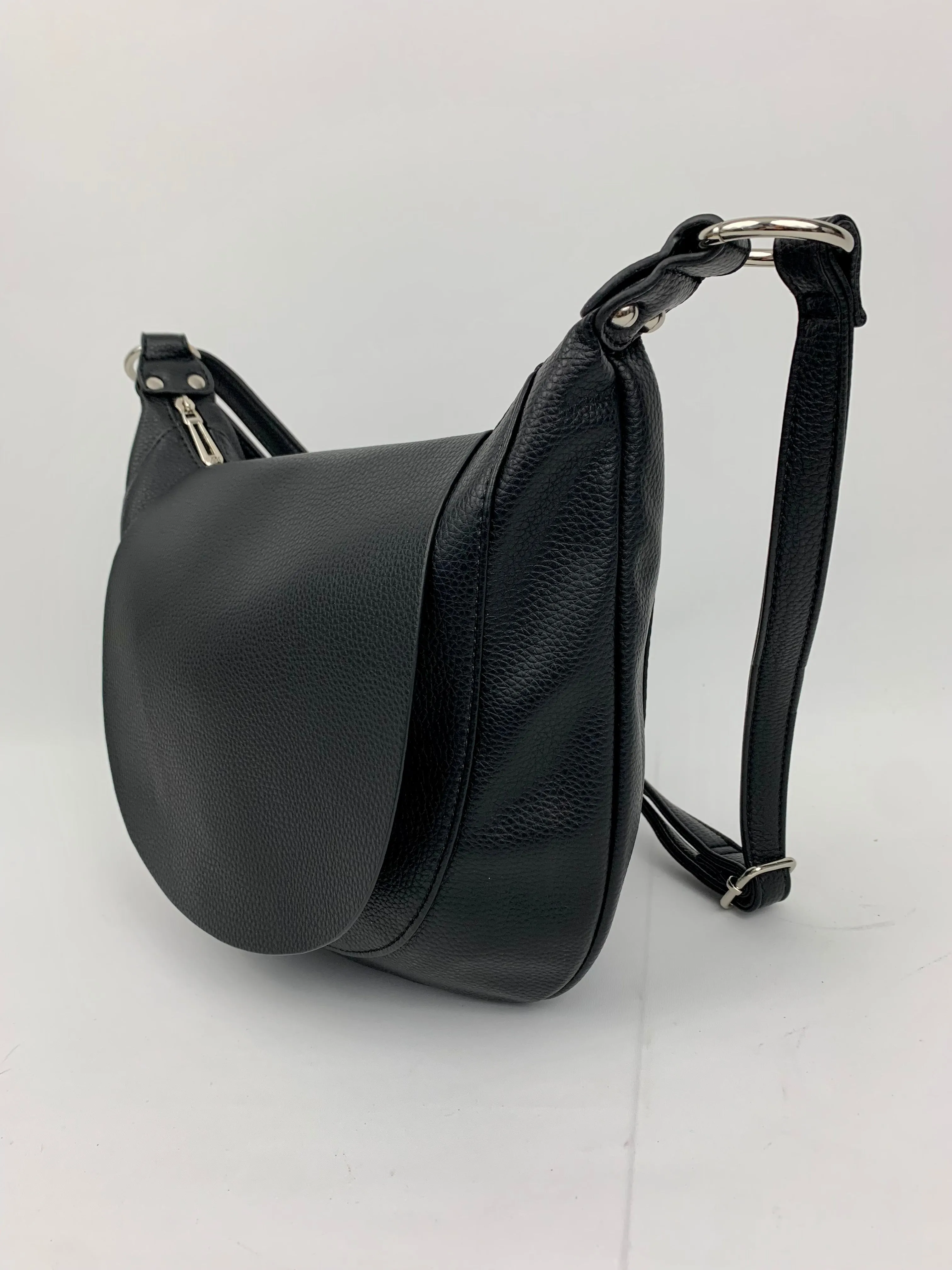 MIAMI BLACK - Soft faux leather saddle crossbody bag