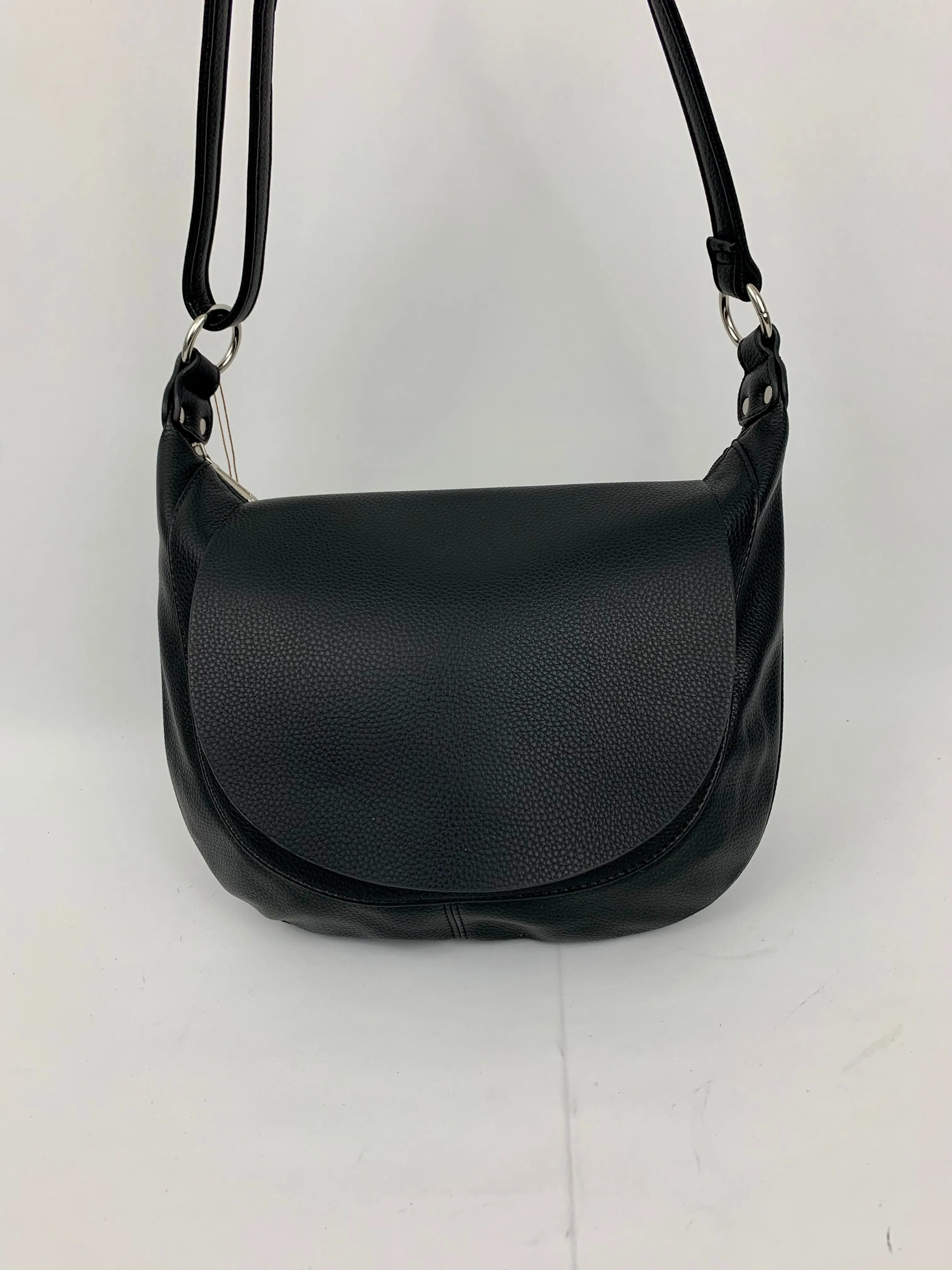 MIAMI BLACK - Soft faux leather saddle crossbody bag