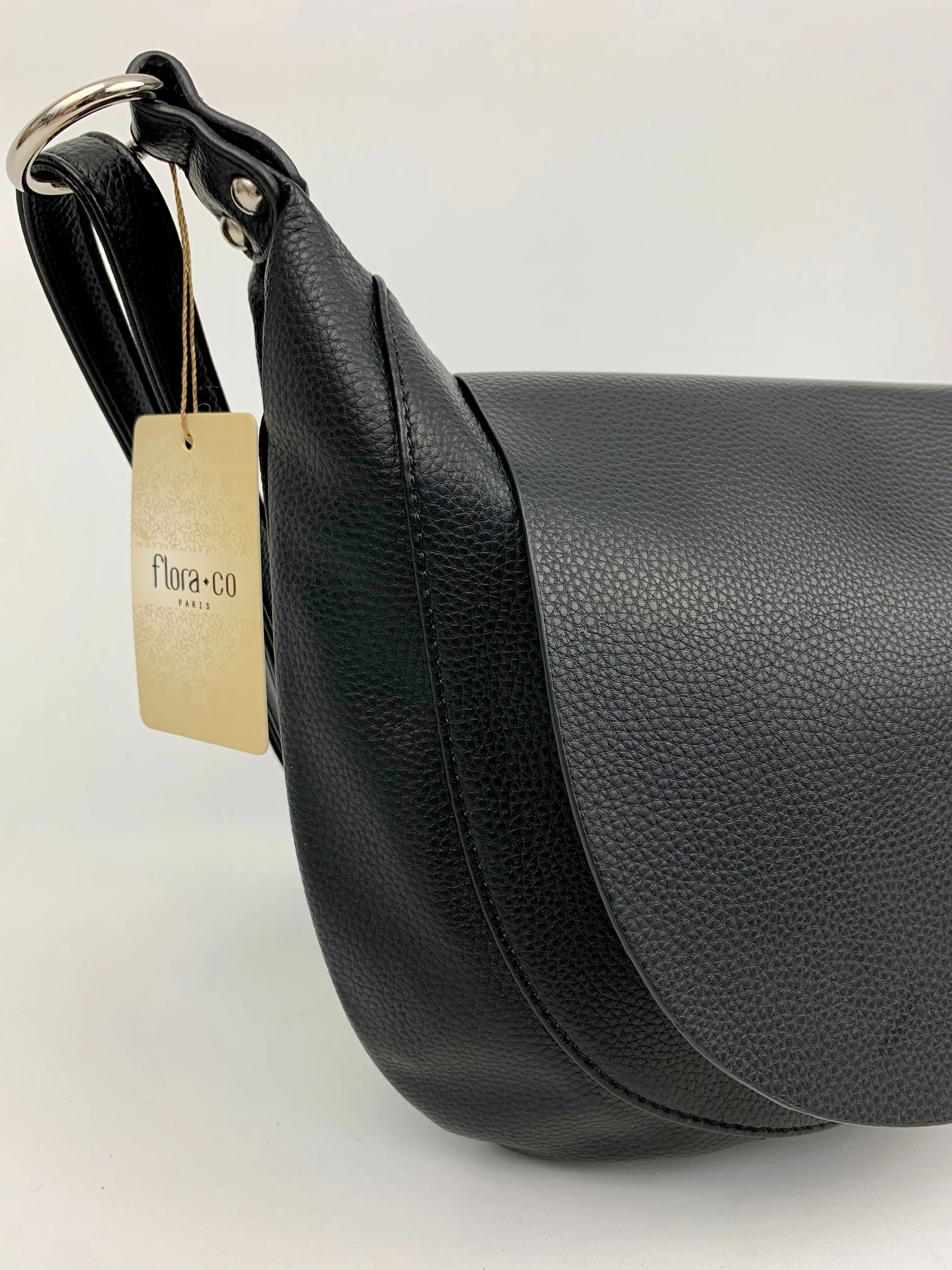 MIAMI BLACK - Soft faux leather saddle crossbody bag