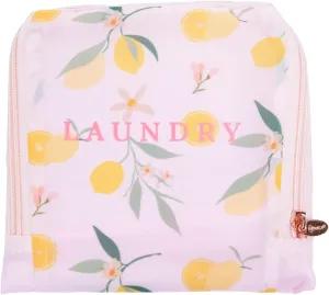 Miamica Travel Laundry Bag, Pink Lemons – Measures 21” x 22” When Fully Opened – Foldable Laundry Bag with Drawstring Closure – Durable, Lightweight Travel Accessories