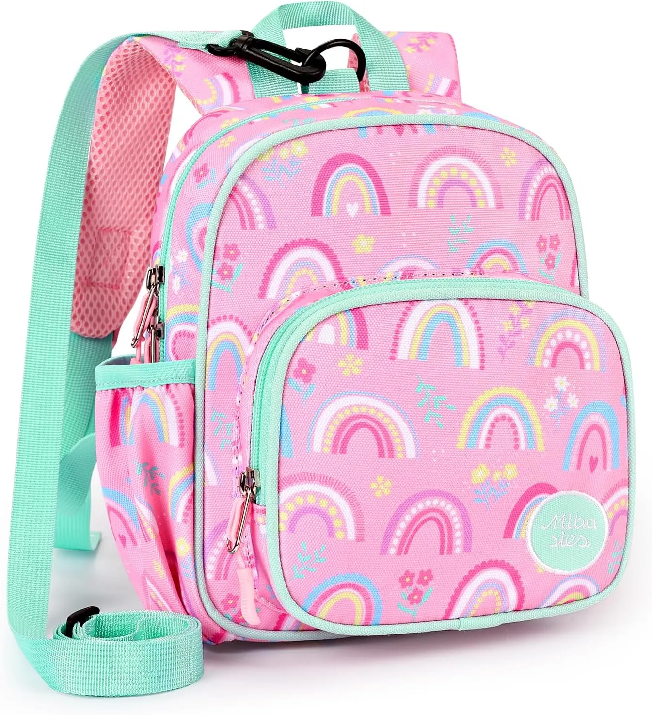 mibasies Backpack Leash for Toddlers 1-3: Baby Backpack for Girls with Anti-Lost Harness - Rainbow Pink