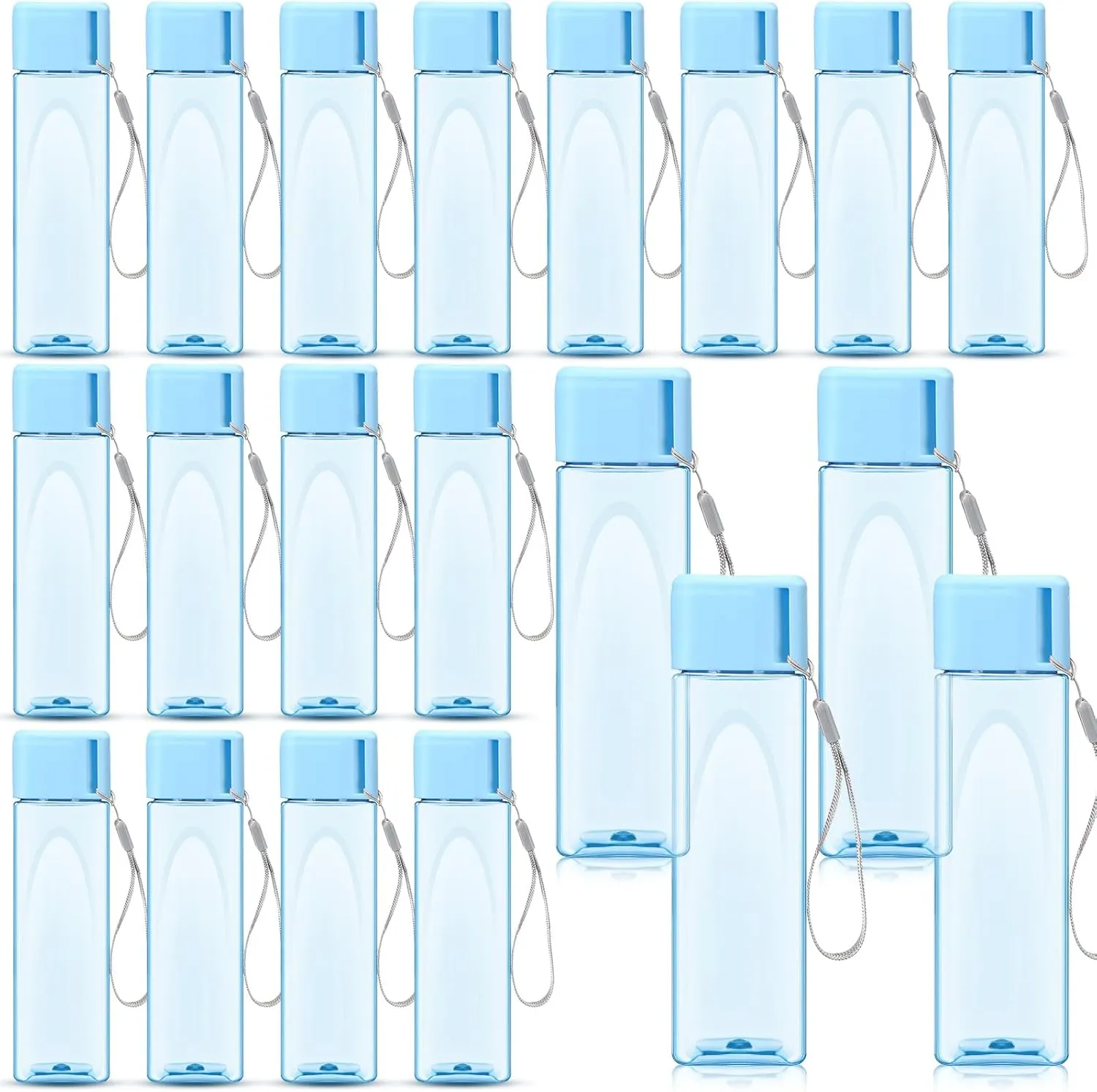 Mifoci 20 Pieces Water Bottle Bulk 17 oz Plastic Water Bottles Bulk Gym Sports Adults Reusable Large Drinking Cups for Outdoor Fitness(Blue,Rectangle)