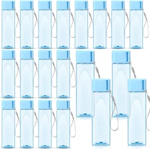 Mifoci 20 Pieces Water Bottle Bulk 17 oz Plastic Water Bottles Bulk Gym Sports Adults Reusable Large Drinking Cups for Outdoor Fitness(Blue,Rectangle)