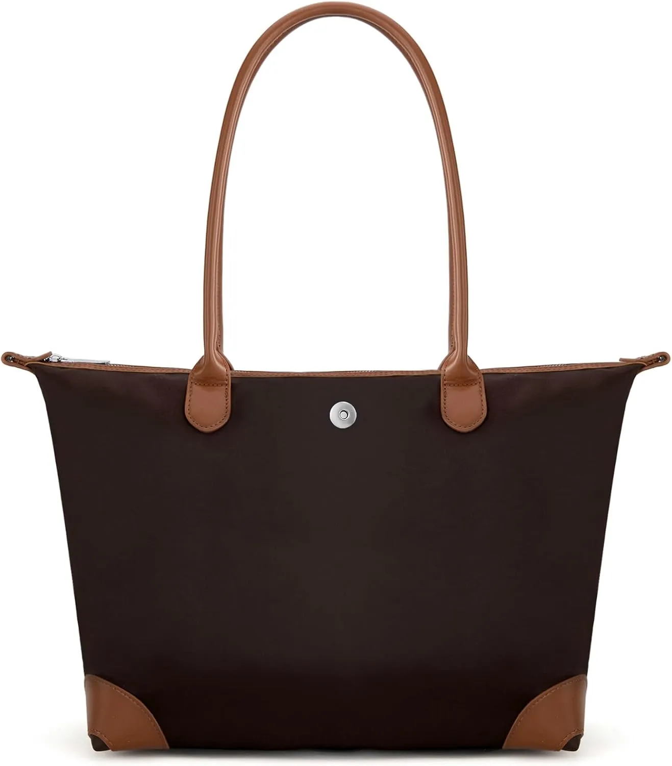 Milan Chiva Nylon Tote Bag for Women Large Shoulder Bag with Zipper Lightweight Foldable Work Tote