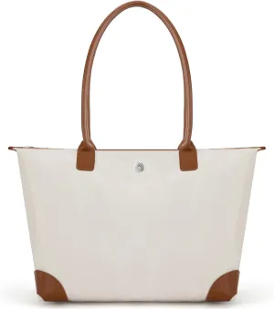 Milan Chiva Nylon Tote Bag for Women Large Shoulder Bag with Zipper Lightweight Foldable Work Tote