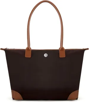 Milan Chiva Nylon Tote Bag for Women Large Shoulder Bag with Zipper Lightweight Foldable Work Tote