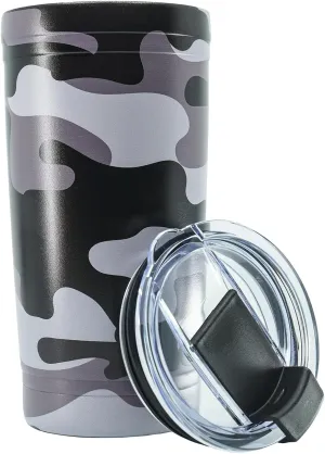 Military Gift Shop Black Camo 20oz Insulated Steel Tumbler with Leakproof Lid-Stainless Steel Vacuum Coffee Tumbler, Double Wall Coffee Cup, Thermal Travel Coffee Mug