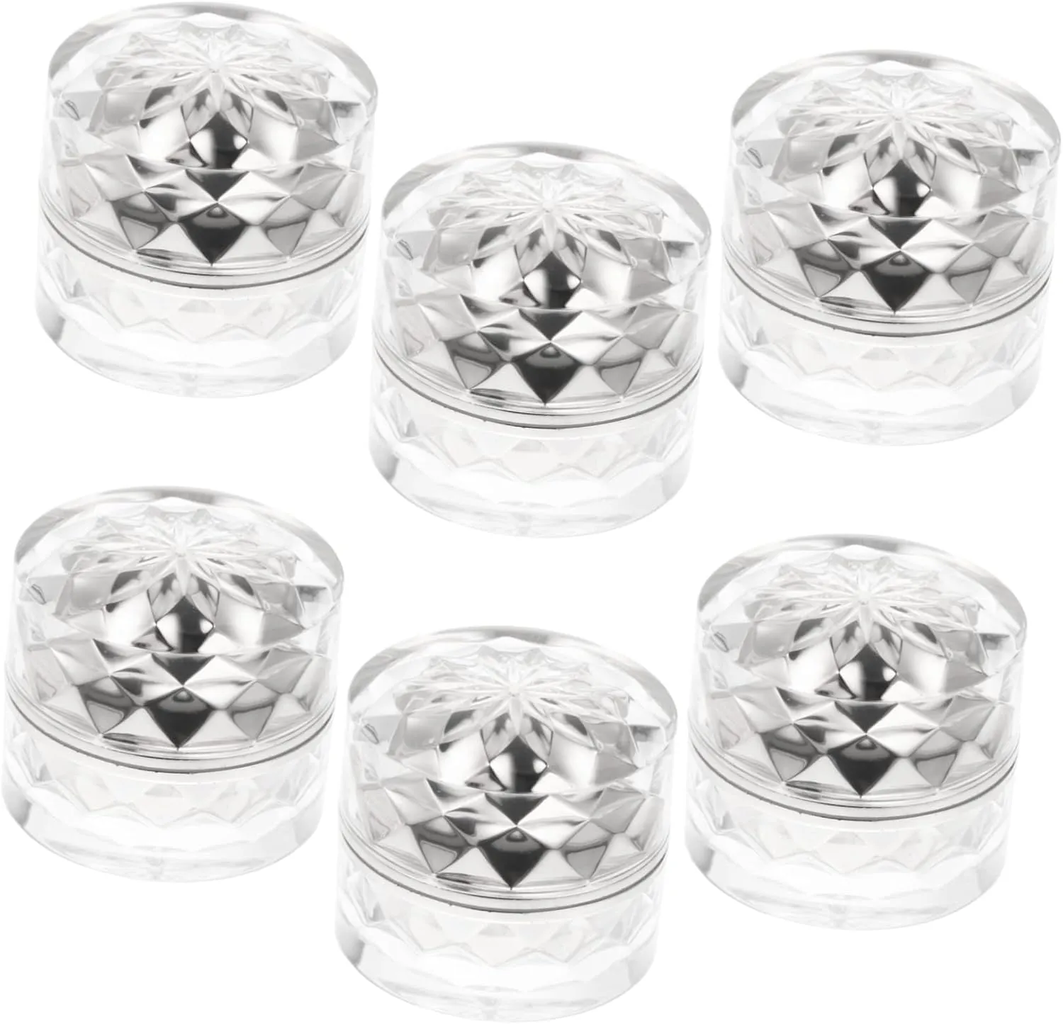 Mineral Makeup Storage 6pcs Acrylic Cream Jars Leakproof Plastic Containers for Travel