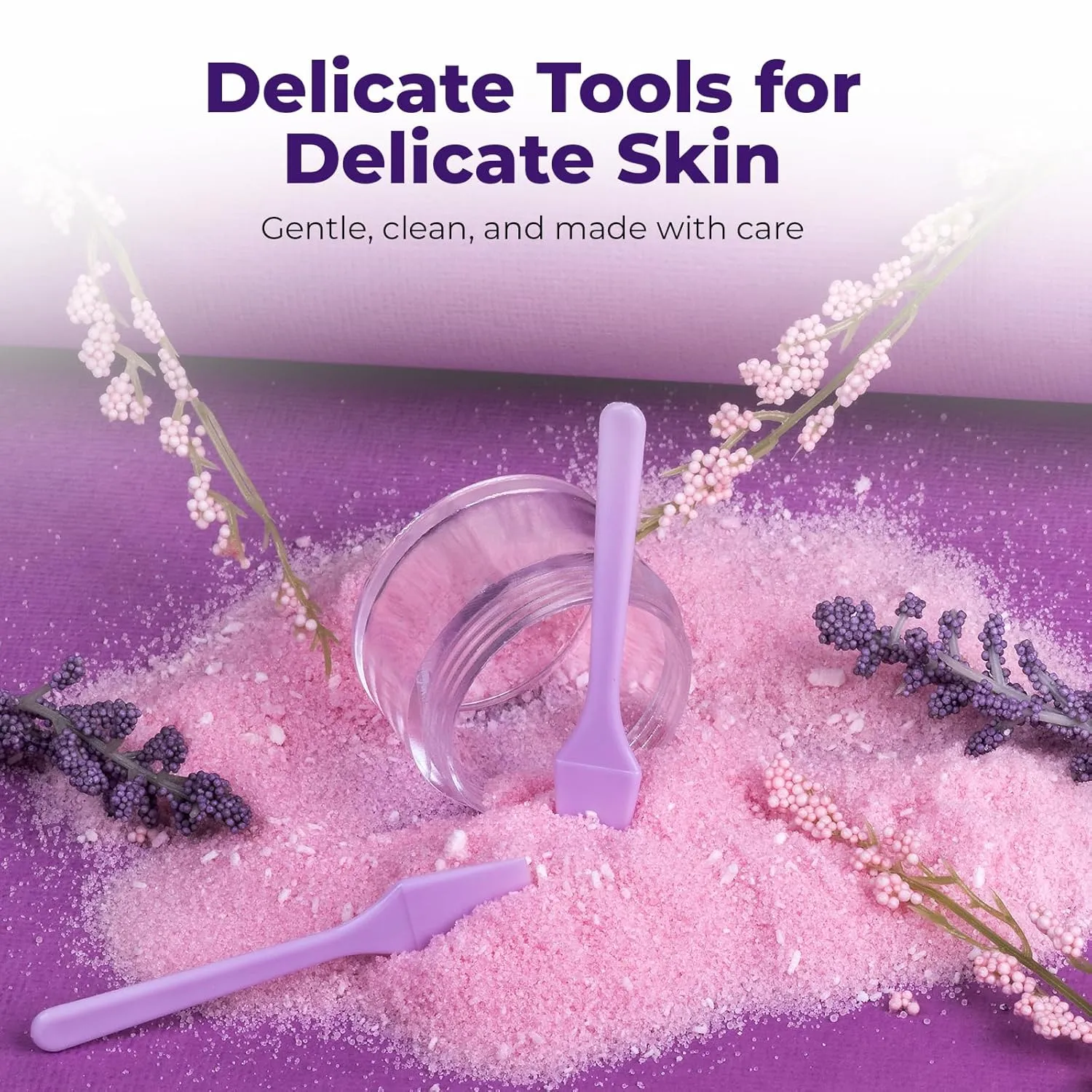 Mini Beauty Spatula (2.5", 500 Pack) - Small Beauty Spatulas for Creams, Cosmetics & Crafts | Moisturizer Applicator for Mixing, Cosmetic, Face Mask | Disposable Makeup Spoon | Purple