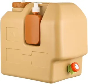 misppro 20L Water Container with Spigot Portable Water Jug for Camping Outdoor Emergency Handwashing Brown