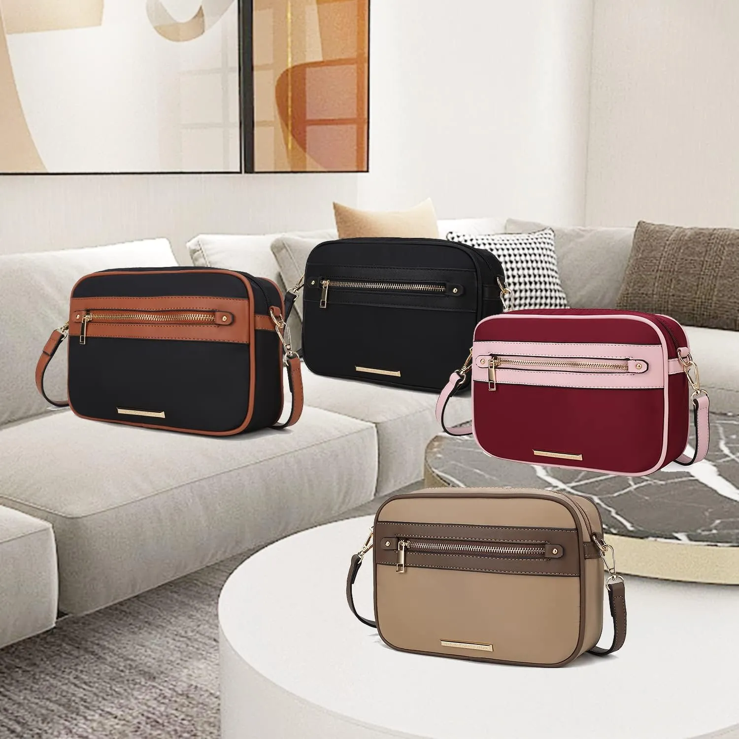 MKF Collection Crossbody Bag for Women Designer Crossover Lady Handbag Messenger Purse