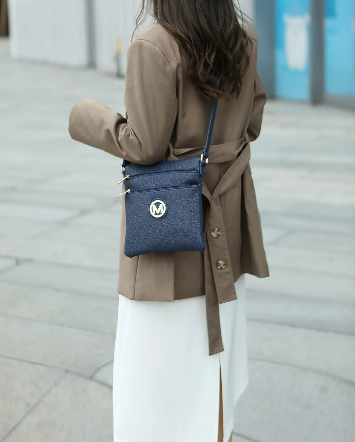 MKF Collection Crossbody Bag for Women, Vegan Leather Triple Zipper Handbag Crossover Bag Purse Shoulder Bag Strapby Mia K