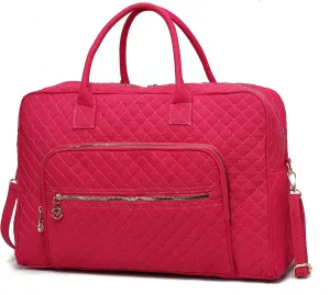 MKF Collection Travel Duffle Bag for Women, Quilted Cotton Large Fashion Weekender Carry-on Handbag by Mia K