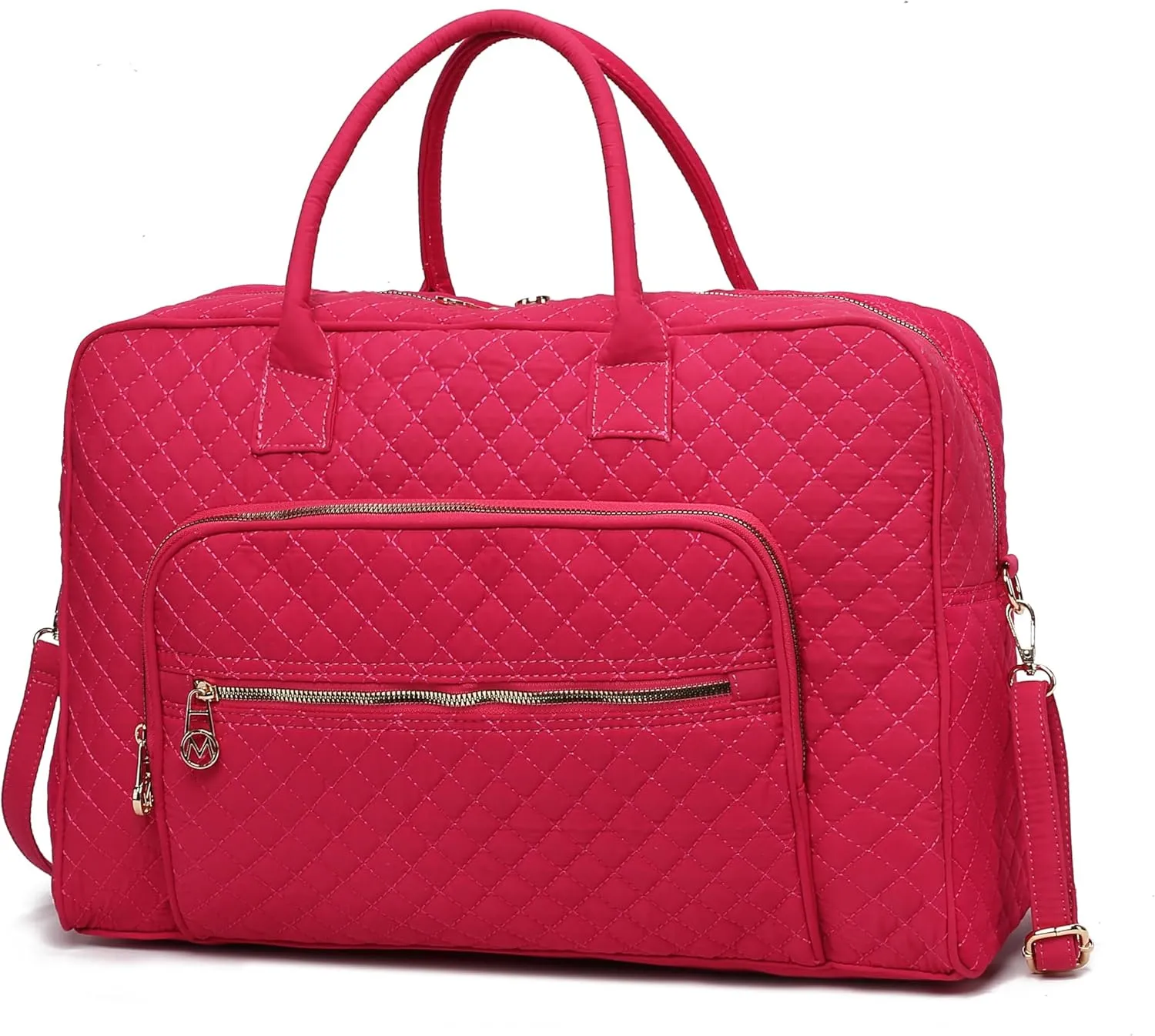 MKF Collection Travel Duffle Bag for Women, Quilted Cotton Large Fashion Weekender Carry-on Handbag by Mia K