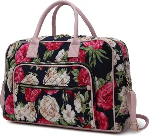 MKF Collection Travel Duffle Bag for Women, Quilted Cotton Large Fashion Weekender Carry-on Handbag by Mia K