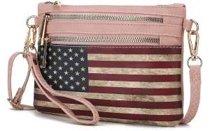 MKF Collection USA Crossbody Bag for Women, American Flag Wristlet Shoulder Purse, Vegan Leather Lady Messenger Handbag
