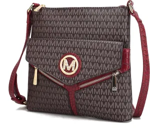 MKF Crossbody Bag for Women – PU Leather Pocketbook Handbag Triple Compartment Messenger Purse – Shoulder Strap