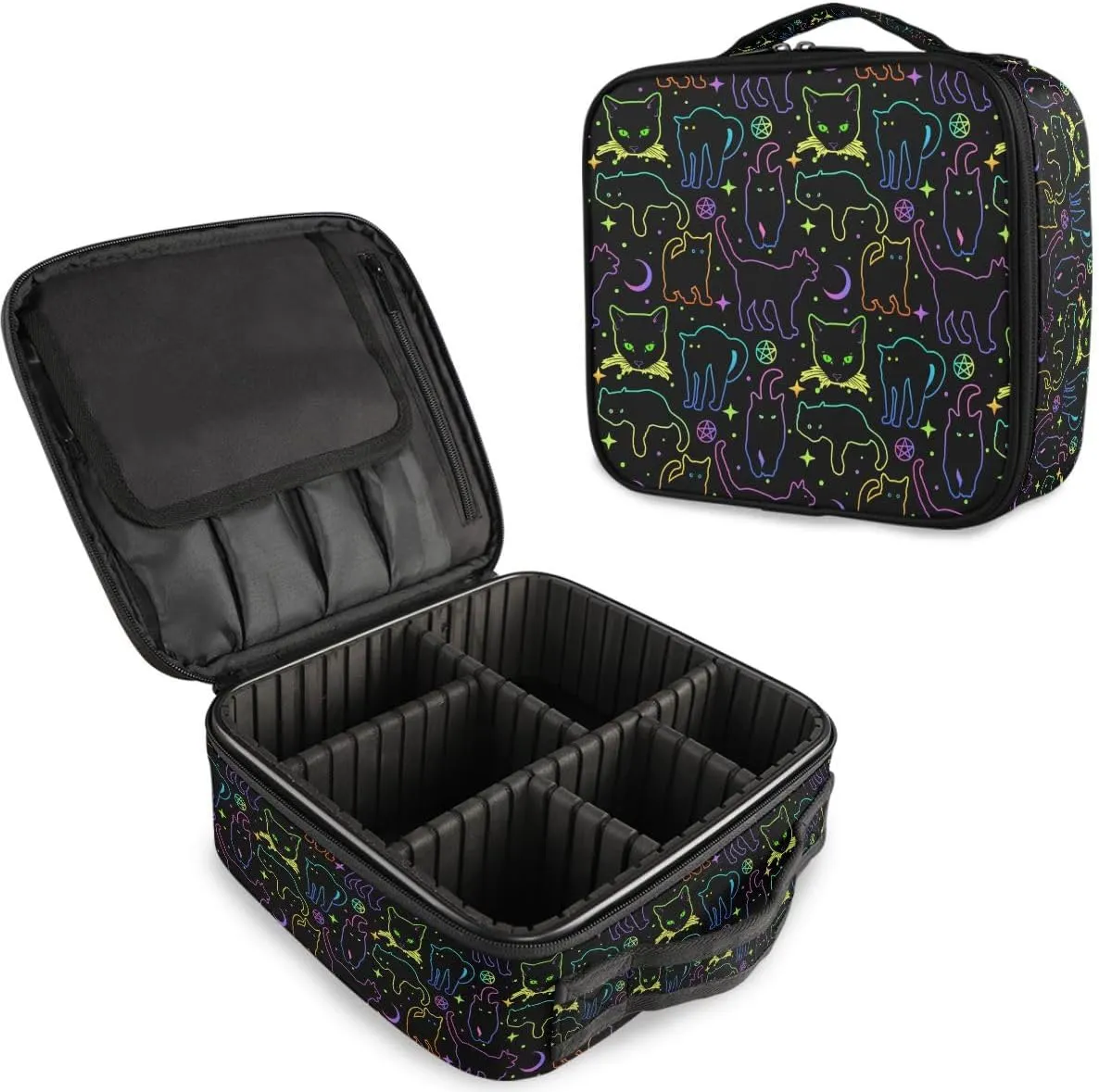 MNSRUU Makeup Bag Witchcraft Black Cats Makeup Bag Organizer Travel Cosmetic Bag Portable Large Capacity Toiletry Bag for Women, Make Up Bags with Zipper