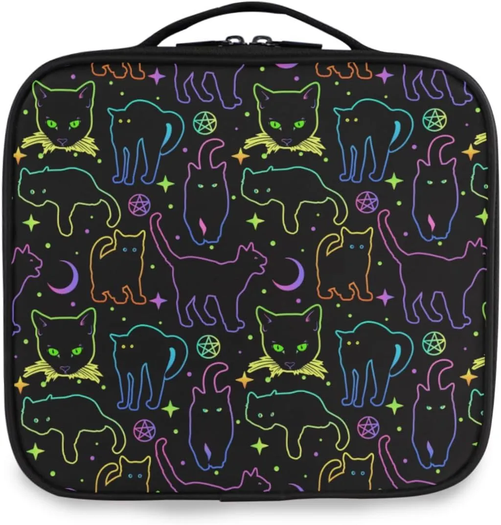MNSRUU Makeup Bag Witchcraft Black Cats Makeup Bag Organizer Travel Cosmetic Bag Portable Large Capacity Toiletry Bag for Women, Make Up Bags with Zipper