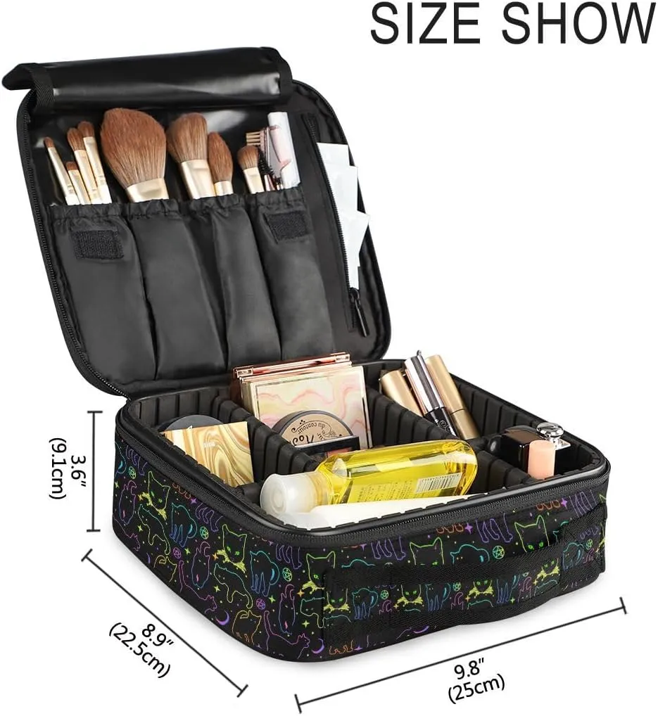 MNSRUU Makeup Bag Witchcraft Black Cats Makeup Bag Organizer Travel Cosmetic Bag Portable Large Capacity Toiletry Bag for Women, Make Up Bags with Zipper
