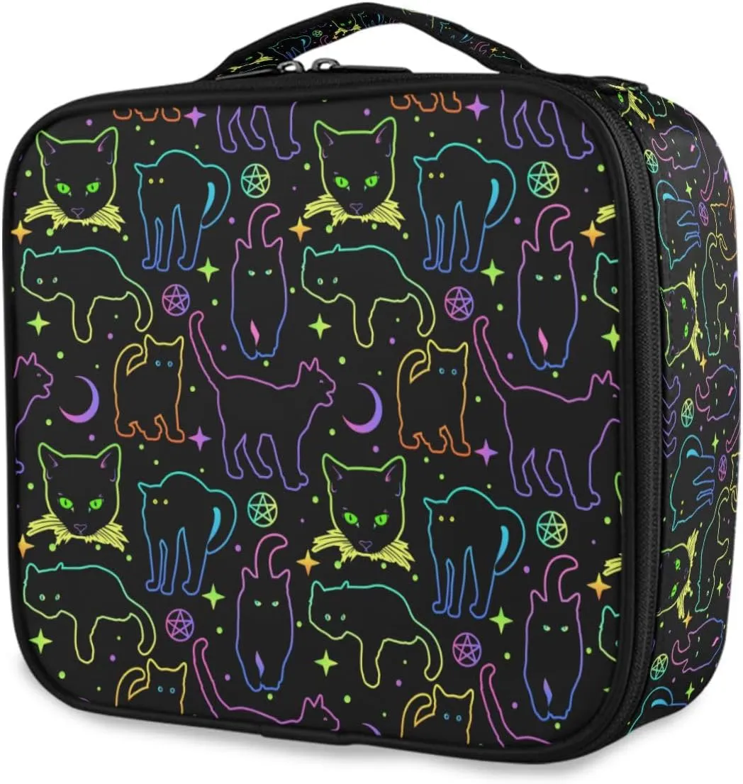 MNSRUU Makeup Bag Witchcraft Black Cats Makeup Bag Organizer Travel Cosmetic Bag Portable Large Capacity Toiletry Bag for Women, Make Up Bags with Zipper