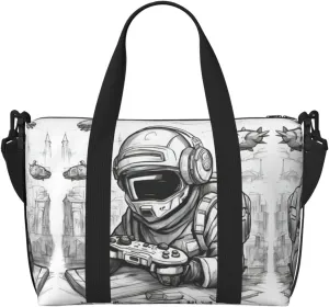 Monochrome Sketch Style Gaming Duffel Bags for Traveling - Lightweight Personal Item Travel Bags, Gym Bags for Men and Women
