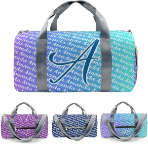 Monogram Personalized Duffel Bag with Name Custom Gym Travel Bags for Woman Sports Bag Wet Dry Pockets & Shoe Compartment Weekend Overnight Bag Gift