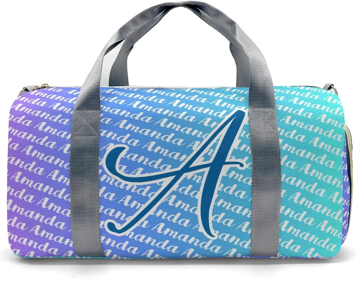 Monogram Personalized Duffel Bag with Name Custom Gym Travel Bags for Woman Sports Bag Wet Dry Pockets & Shoe Compartment Weekend Overnight Bag Gift