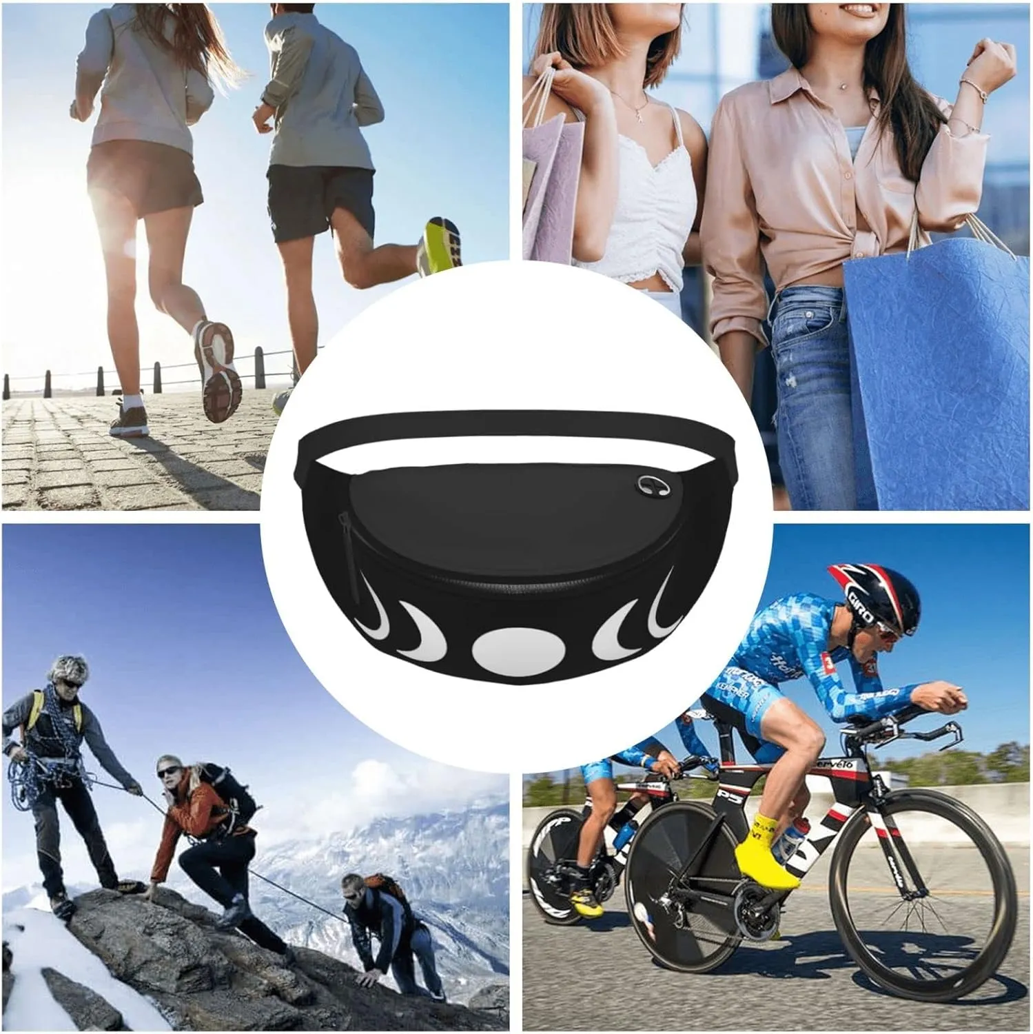 Moon Phases Adjustable Leisure Waistpack Outdoor Sports Running Waistpack Travel Phone Bag