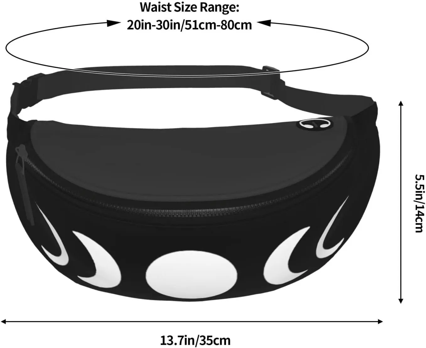 Moon Phases Adjustable Leisure Waistpack Outdoor Sports Running Waistpack Travel Phone Bag