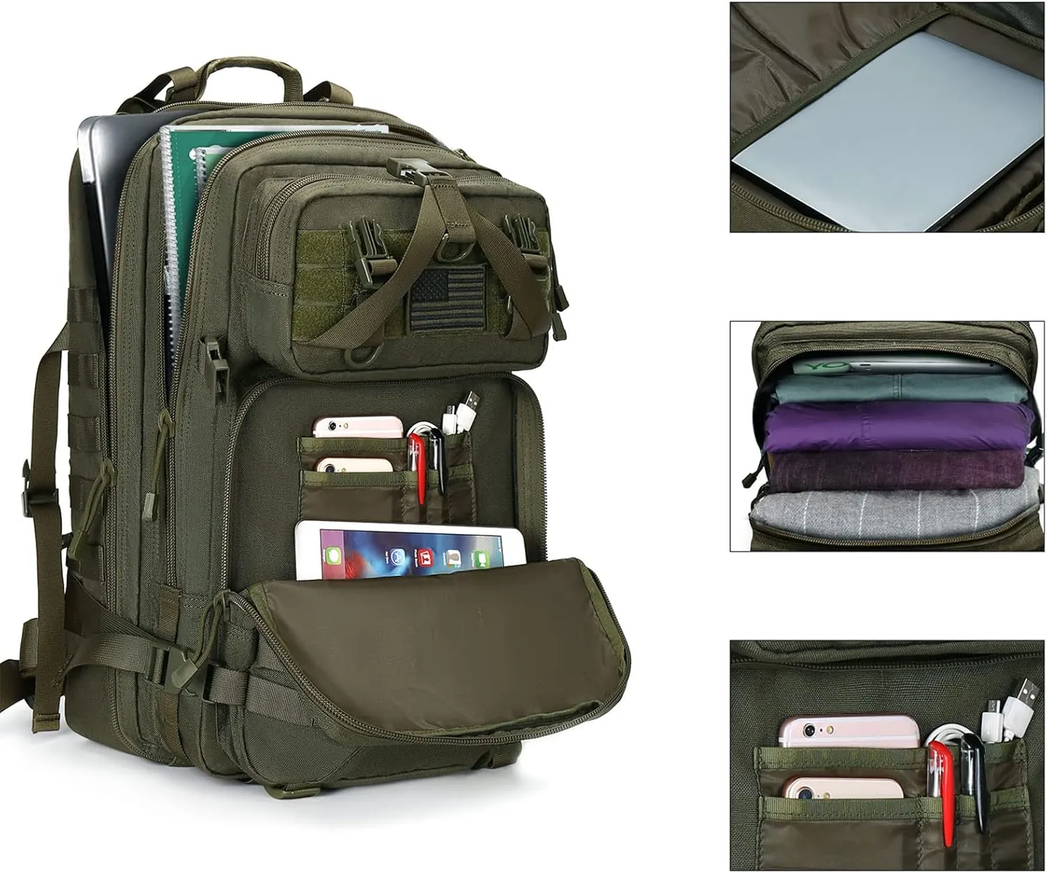 MOSISO 50L Tactical Backpack, Large Men 3 Day Assault Rucksack Military Daypack
