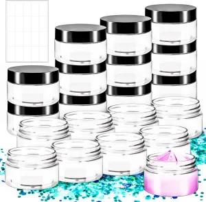 MotBach 20 Pack 4oz Plastic Jars with Lids, 120ml Round Clear Cosmetic Containers Makeup Jars,Travel Size Containers Jar for Lotion Cream Eyeshadow Samples Ointment Salve Balm Powder Travel Storage