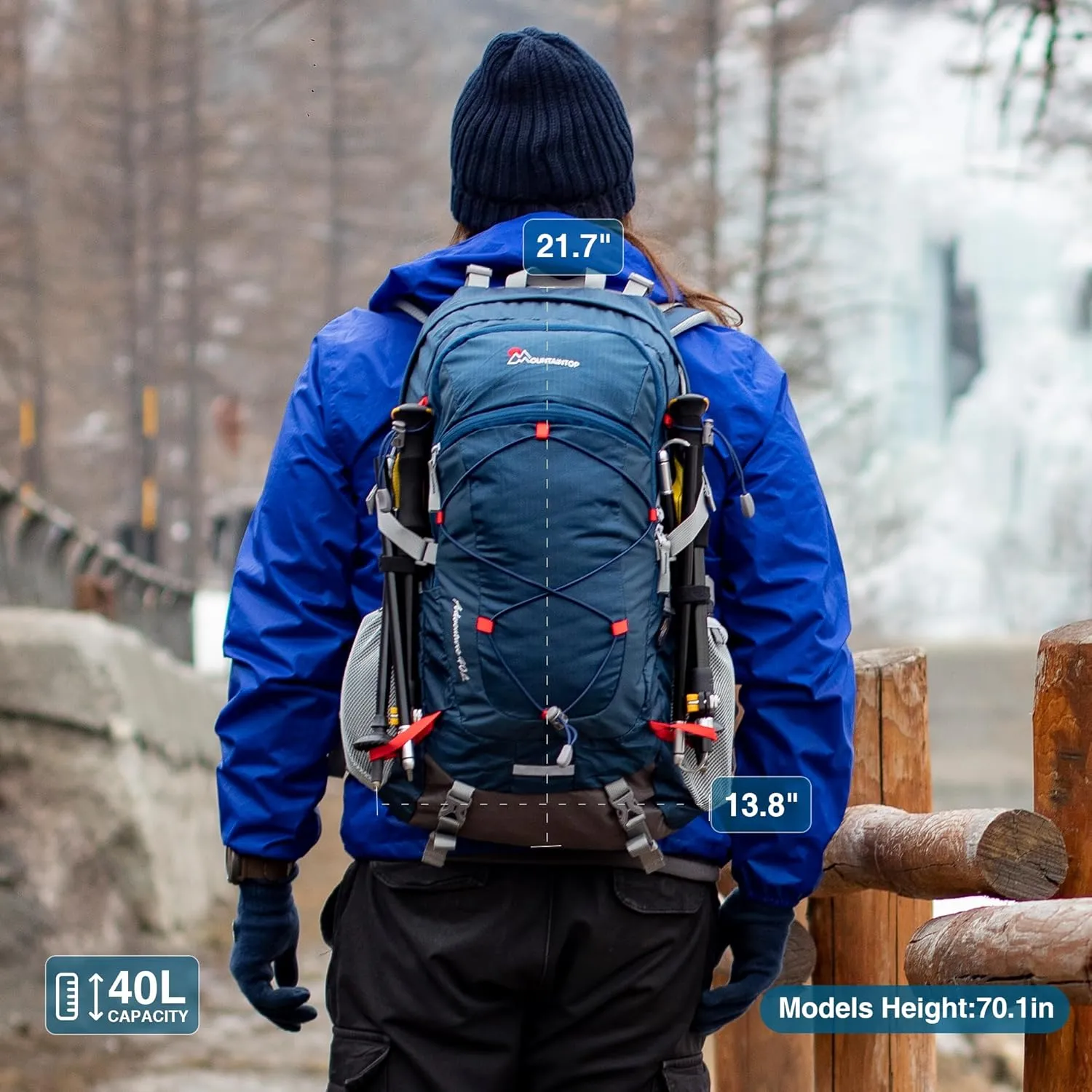 MOUNTAINTOP 40L Hiking Backpack,Lightweight Travel Backpack for Men Women Outdoor Backpacking, Camping