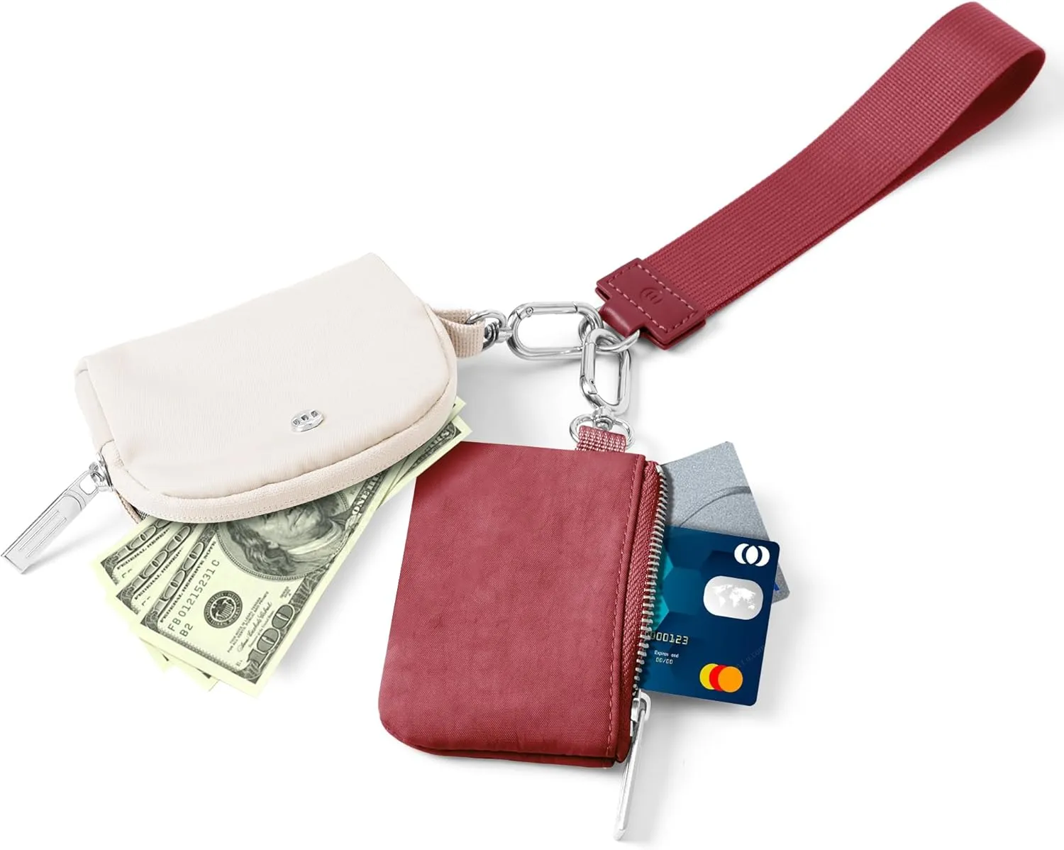 Mum's memory Mini Zip Around Wristlet Wallet for Women Dual Pouch Wristlet Portable keychain wallet Coin Purse Mini Women Coin Pocket