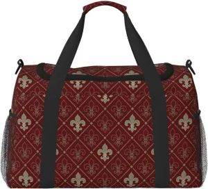 Muster Rot Fleur Blumen Travel Duffel Bag Personal Item Bag Gym Bag Weekender Overnight Bag Carry On Bag For Airplane Weekender Bags For Women Men pattern72