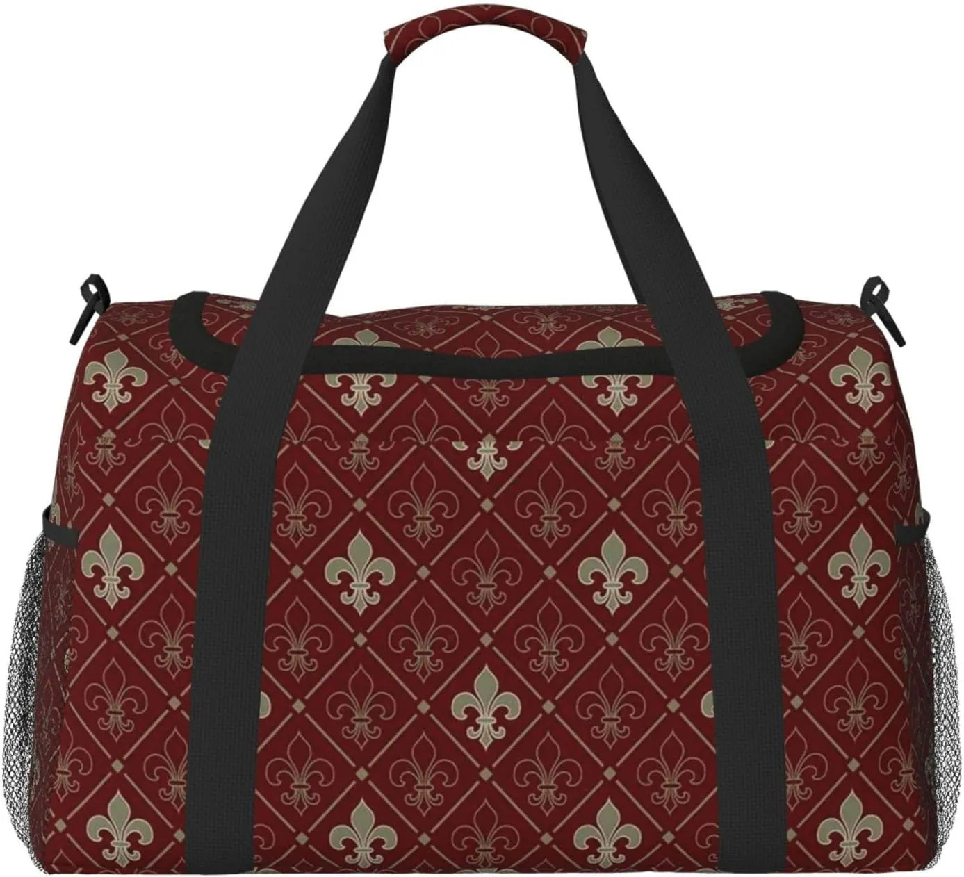 Muster Rot Fleur Blumen Travel Duffel Bag Personal Item Bag Gym Bag Weekender Overnight Bag Carry On Bag For Airplane Weekender Bags For Women Men pattern72