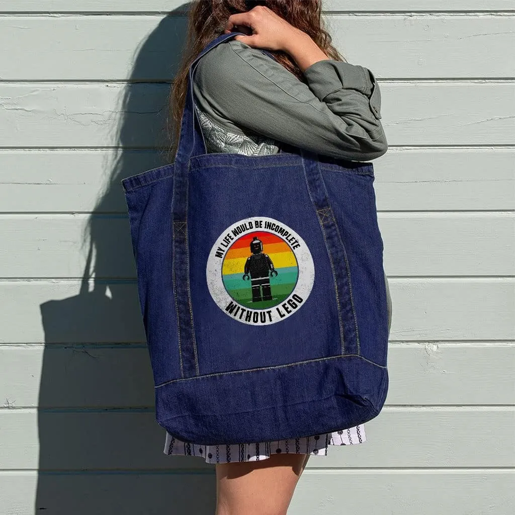My Life Would Be Incomplete Denim Tote Bag - Retro Shopping Bag - Toy Art Tote Bag