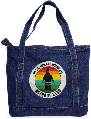 My Life Would Be Incomplete Denim Tote Bag - Retro Shopping Bag - Toy Art Tote Bag