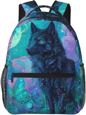 Mysterious Black Wolf Portable Backpack For Trekking Men/Male Women/Female