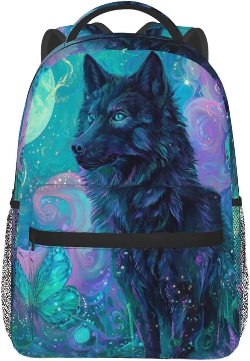 Mysterious Black Wolf Portable Backpack For Trekking Men/Male Women/Female