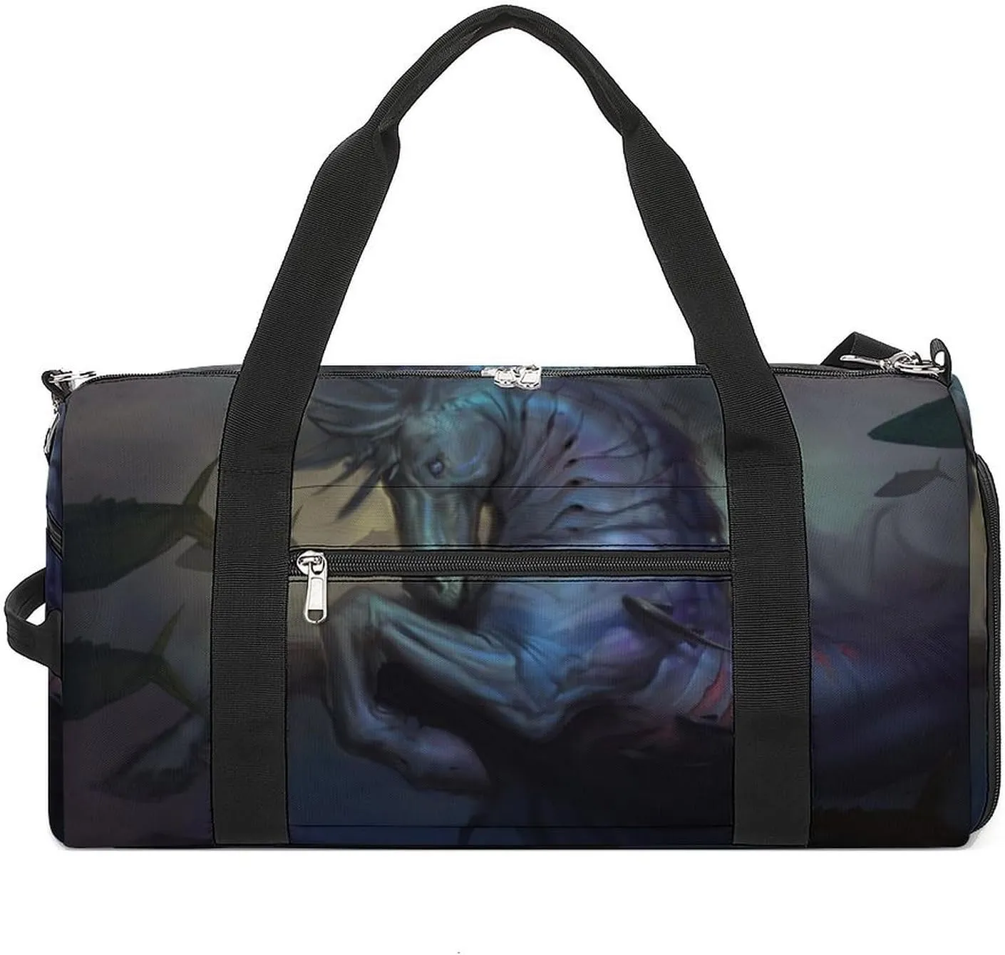 Mysterious Pegasus Travel Duffel Bag Sport Gym Tote Bag Lightweight with Shoes Compartment for Men Women