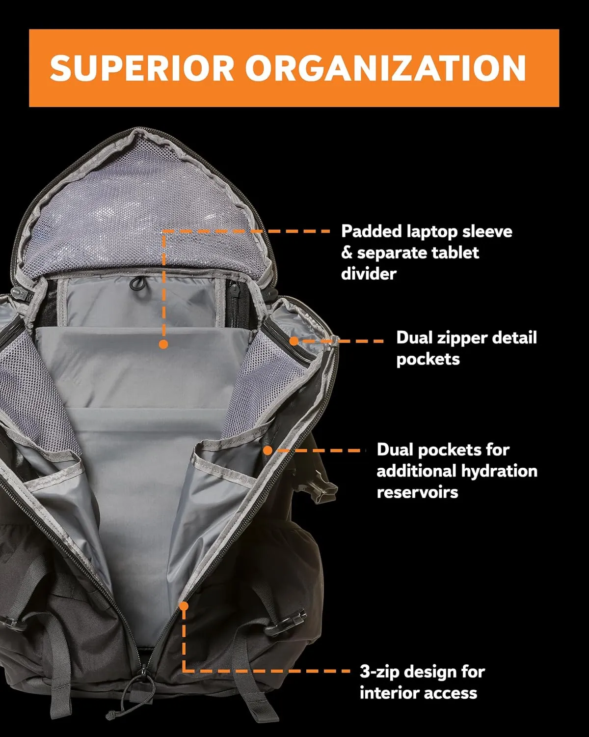Mystery Ranch 2 Day Backpack - 3-Zip, Weatherproof Design Perfect for Travel, Hiking & Everyday Carry - 27L, Outerspace, L/XL