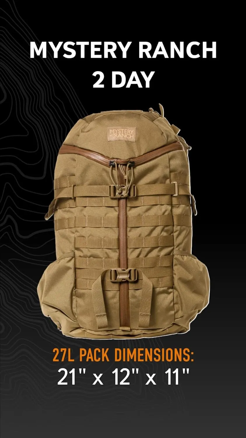 Mystery Ranch 2 Day Backpack - Tactical Daypack Molle Hiking Packs, Coyote, L/XL