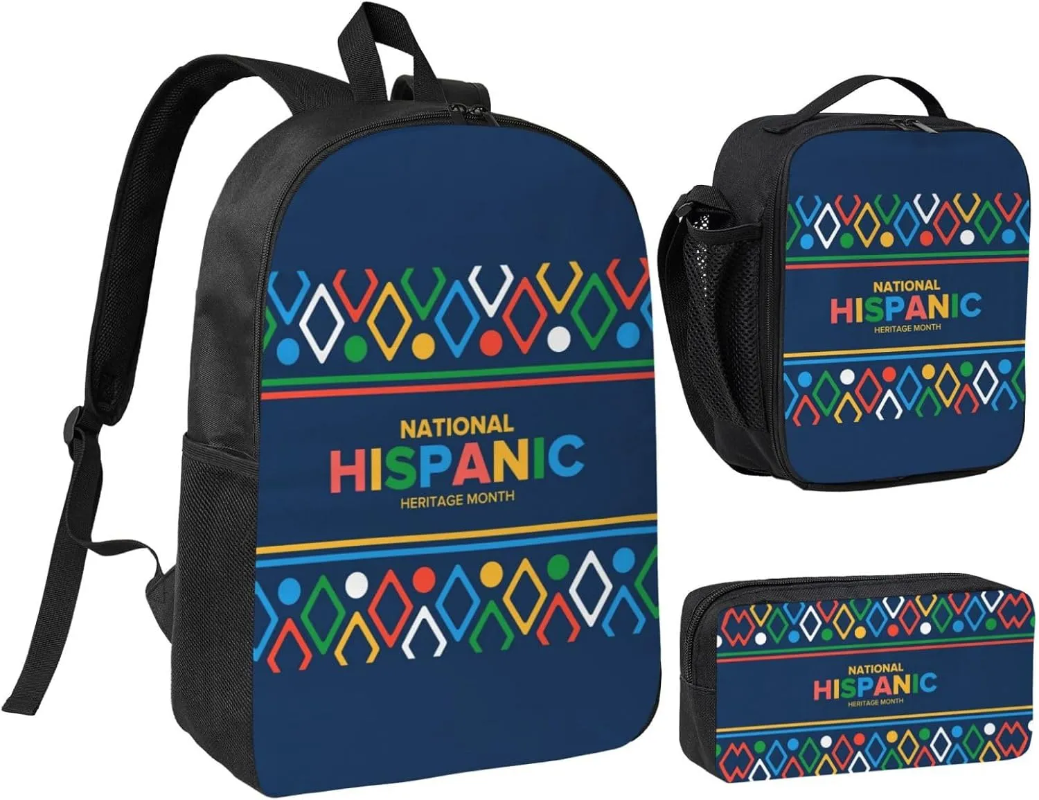 National Hispanic Heritage Month 2025 Backpack Set Lightweight Laptop Backpack Lunch Bag with Pencil Case for Women Men Travel Work